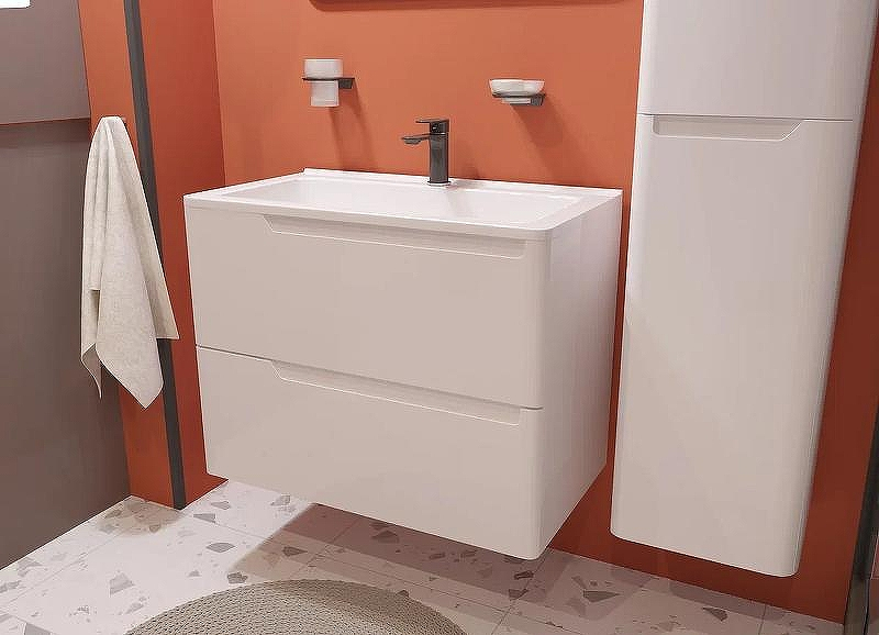 Тумба с раковиной Эстет Kare Luxe 80 ФР-00005715 подвесная Белая, купить, цена, заказать, магазин, доставка, скидка, промокод, купить, цена, заказать, магазин, доставка, скидка, промокод