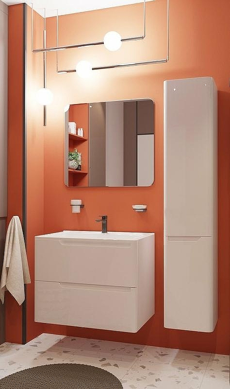 Тумба с раковиной Эстет Kare Luxe 80 ФР-00005715 подвесная Белая, купить, цена, заказать, магазин, доставка, скидка, промокод, купить, цена, заказать, магазин, доставка, скидка, промокод