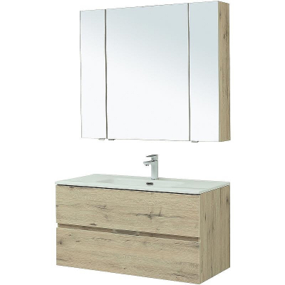 Комплект мебели для ванной Aquanet Алвита New 100 274203 подвесной Дуб веллингтон белый