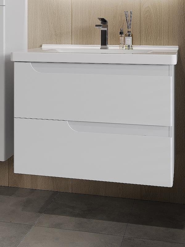 Тумба с раковиной Orange Topline-Milano 80 TP-MR80+RA подвесная Белый глянец, купить, цена, заказать, магазин, доставка, скидка, промокод, купить, цена, заказать, магазин, доставка, скидка, промокод