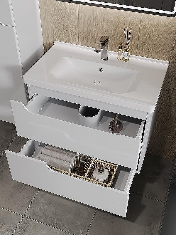 Тумба с раковиной Orange Topline-Milano 80 TP-MR80+RA подвесная Белый глянец, купить, цена, заказать, магазин, доставка, скидка, промокод, купить, цена, заказать, магазин, доставка, скидка, промокод