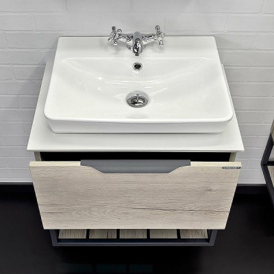 Тумба с раковиной Comforty Порто 60 00-00011395 подвесная Дуб дымчатый