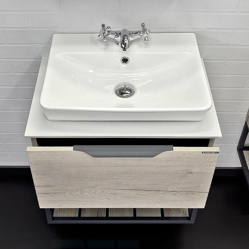 Тумба с раковиной Comforty Порто 60 00-00011395 подвесная Дуб дымчатый, купить, цена, заказать, магазин, доставка, скидка, промокод, купить, цена, заказать, магазин, доставка, скидка, промокод