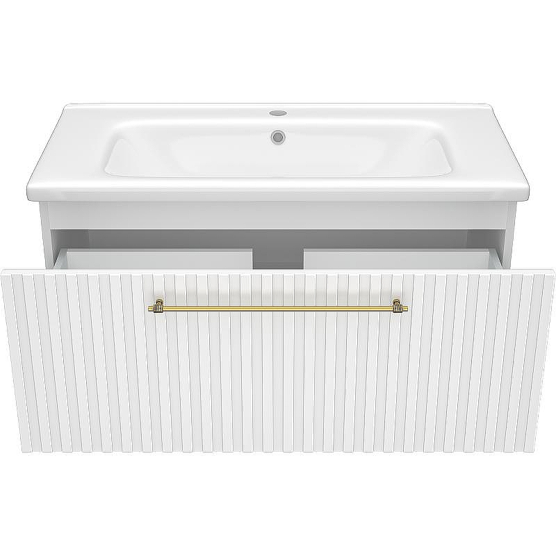 Тумба с раковиной Brevita Alicante 90 УТ000015978 подвесная Белая матовая, купить, цена, заказать, магазин, доставка, скидка, промокод, купить, цена, заказать, магазин, доставка, скидка, промокод