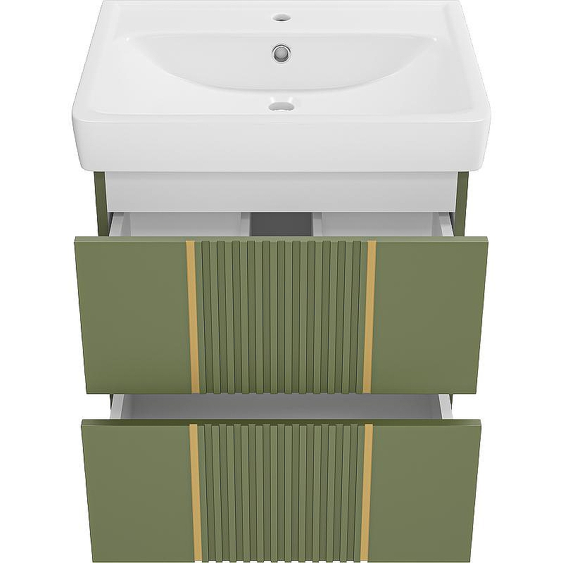 Тумба с раковиной Brevita Vega 60 УТ000022674 подвесная Зеленая матовая Золото, купить, цена, заказать, магазин, доставка, скидка, промокод, купить, цена, заказать, магазин, доставка, скидка, промокод
