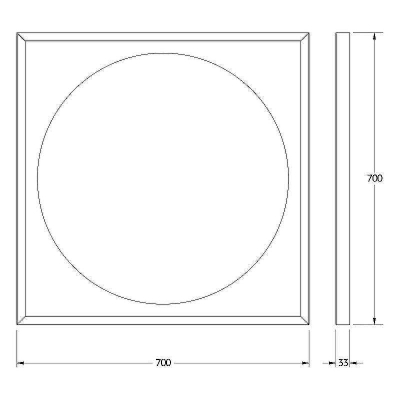Зеркало Defesto Eclipce 70х70 DF 2232R с подсветкой 15W-3000К/в багетной раме/ИК - выключатель/Теплый белый свет/Черная рама