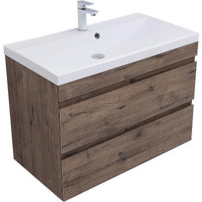 Тумба под раковину Aquanet Нота New 90 334193 подвесная Дуб веллингтон табак