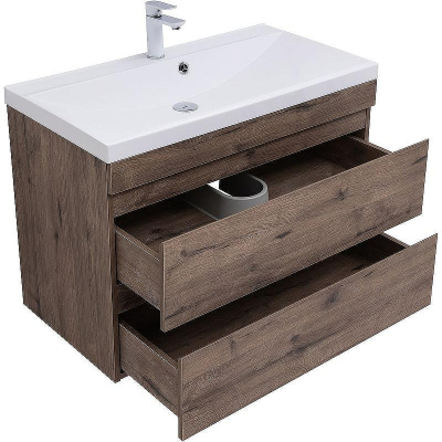 Тумба под раковину Aquanet Нота New 90 334193 подвесная Дуб веллингтон табак