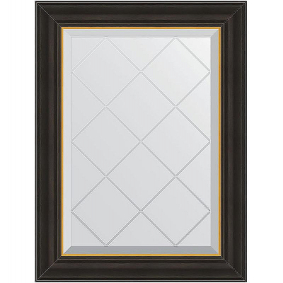 Зеркало Evoform Exclusive-G 71х54 BY 4529 с гравировкой в багетной раме - Черное дерево с золотом 71