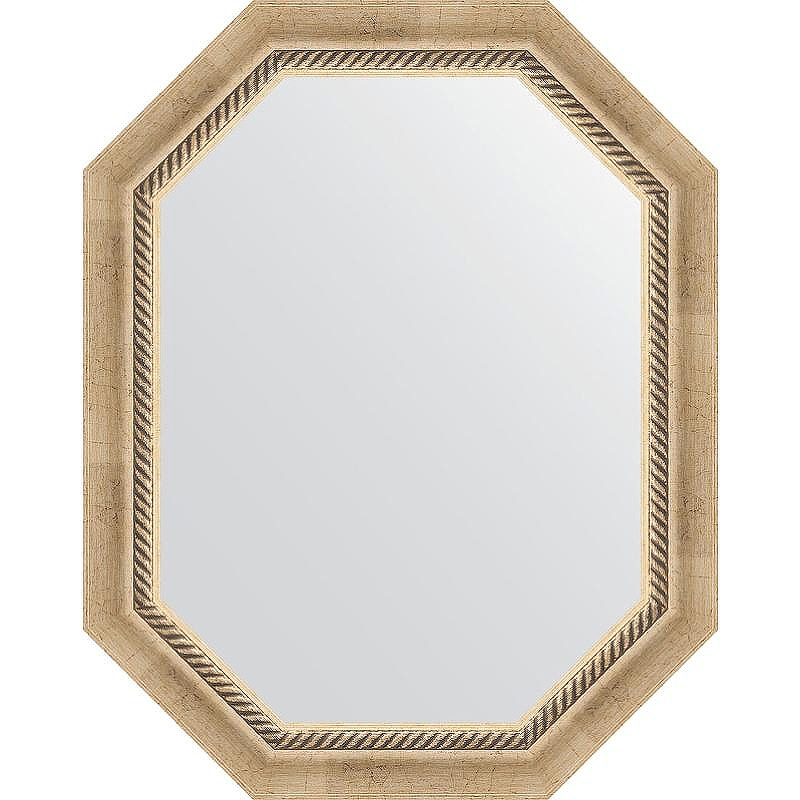 Зеркало Evoform Octagon 58x73 BY 7110 в багетной раме - Состаренное серебро с плетением 70, купить, цена, заказать, магазин, доставка, скидка, промокод, купить, цена, заказать, магазин, доставка, скидка, промокод