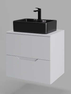 Тумба с раковиной Orange Line 60 Li-60TuwMDF+B01-475MB подвесная Белая матовая