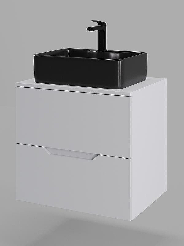 Тумба с раковиной Orange Line 60 Li-60TuwMDF+B01-475MB подвесная Белая матовая, купить, цена, заказать, магазин, доставка, скидка, промокод, купить, цена, заказать, магазин, доставка, скидка, промокод