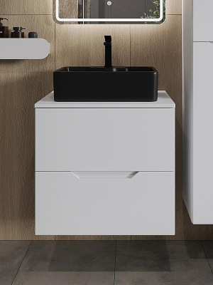 Тумба с раковиной Orange Line 60 Li-60TuwMDF+B01-475MB подвесная Белая матовая