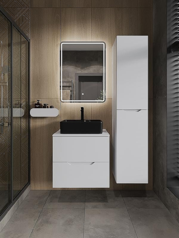 Тумба с раковиной Orange Line 60 Li-60TuwMDF+B01-475MB подвесная Белая матовая, купить, цена, заказать, магазин, доставка, скидка, промокод, купить, цена, заказать, магазин, доставка, скидка, промокод