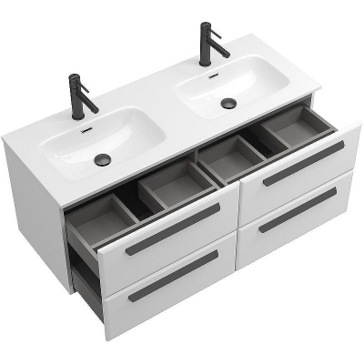 Тумба под раковину Cezares Eco-Cer-N 120 ECO-CER-N-1200-4C-SO-2-BL подвесная Bianco Lucido без ручек