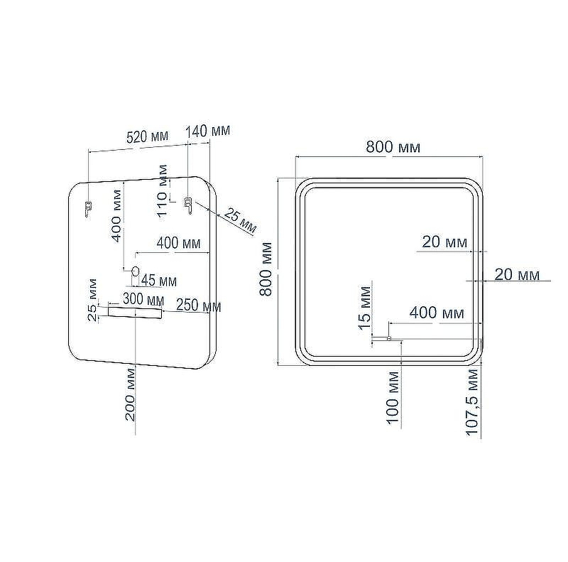 Зеркало Art&Max Genova AM-Gen-800-800-DS-F с подсветкой с сенсорным выключателем Черное, купить, цена, заказать, магазин, доставка, скидка, промокод, купить, цена, заказать, магазин, доставка, скидка, промокод