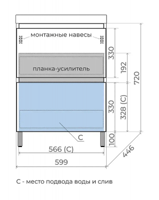 Тумба под раковину Style Line Манхэттен 60 ЛС-00002379 цвет Олива