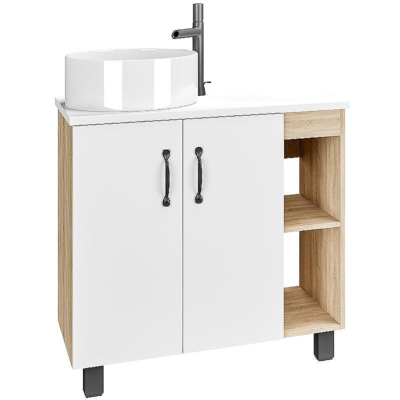 Тумба под раковину Grossman Флай 80 108001 Дуб сонома Белая, купить, цена, заказать, магазин, доставка, скидка, промокод, купить, цена, заказать, магазин, доставка, скидка, промокод