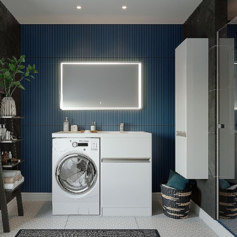 Тумба под раковину Aquaton Лондри 120 R 1A235901LH010 Белый глянец, купить, цена, заказать, магазин, доставка, скидка, промокод, купить, цена, заказать, магазин, доставка, скидка, промокод