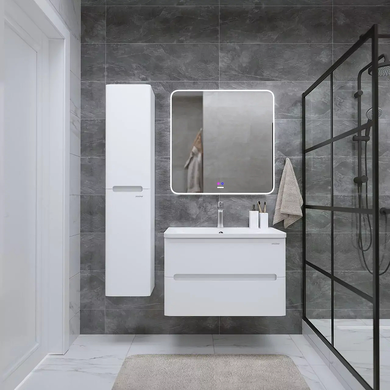 Тумба под раковину Grossman Адель 80 108022 подвесная цвет Белый глянцевый, купить, цена, заказать, магазин, доставка, скидка, промокод, купить, цена, заказать, магазин, доставка, скидка, промокод