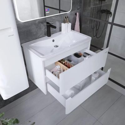 Тумба под раковину Grossman Адель 80 108022 подвесная цвет Белый глянцевый