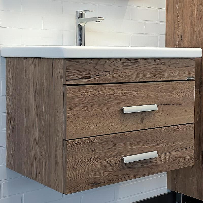 Тумба с раковиной Comforty Никосия 70П 00-00008855 подвесная Дуб темный, купить, цена, заказать, магазин, доставка, скидка, промокод, купить, цена, заказать, магазин, доставка, скидка, промокод