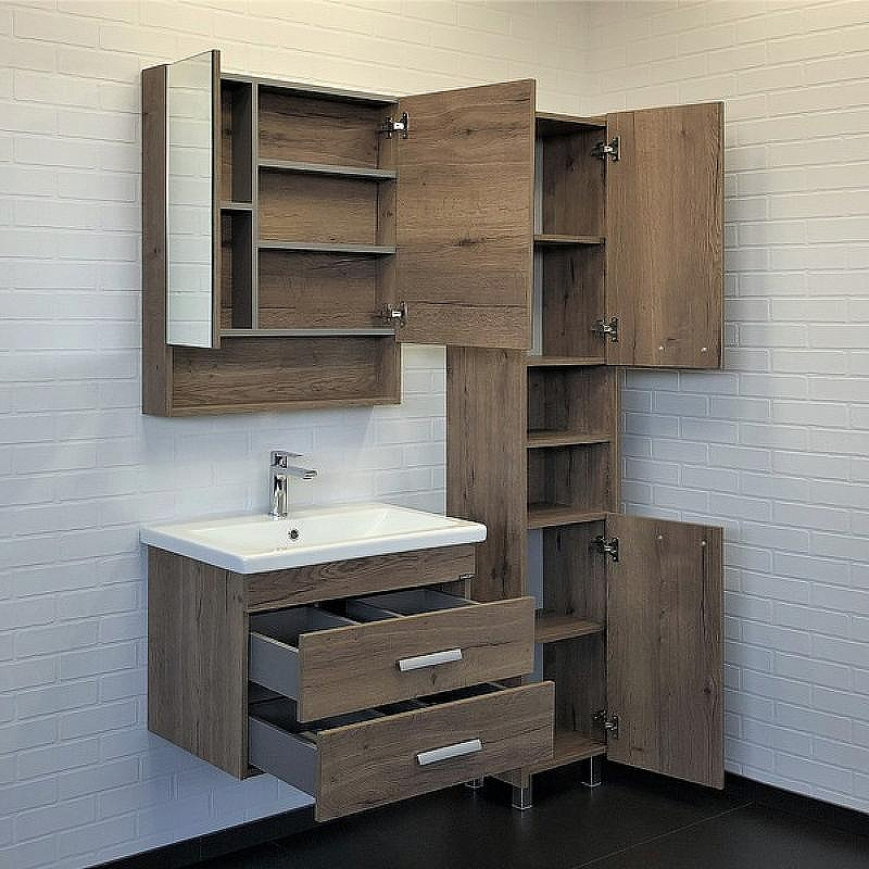 Тумба с раковиной Comforty Никосия 70П 00-00008855 подвесная Дуб темный, купить, цена, заказать, магазин, доставка, скидка, промокод, купить, цена, заказать, магазин, доставка, скидка, промокод