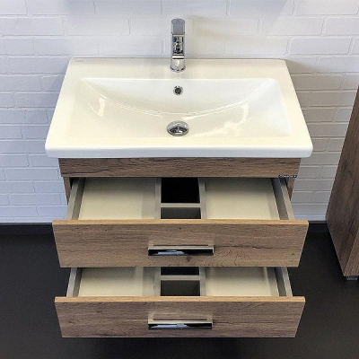 Тумба с раковиной Comforty Никосия 70П 00-00008855 подвесная Дуб темный