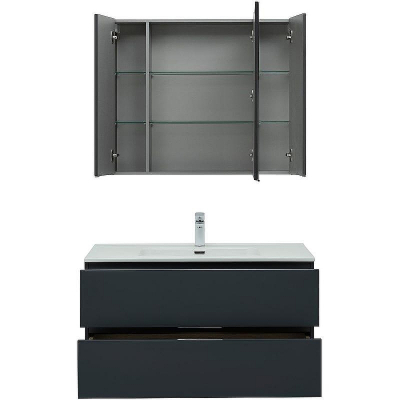 Комплект мебели для ванной Aquanet Алвита New 100 274201 подвесной Антрацит