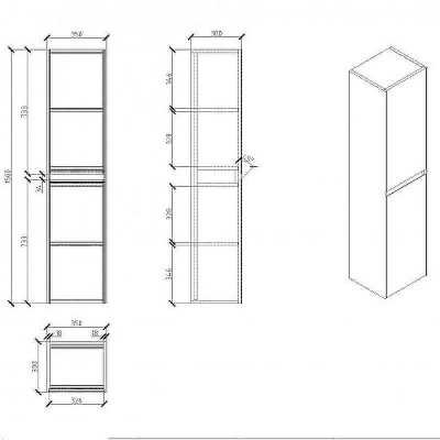 Шкаф пенал BelBagno Pietra 35 PIETRA-1500-2A-SC-PL подвесной Polissandro