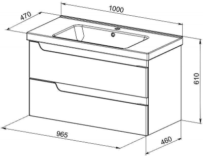 Тумба с раковиной Orange Topline-Milano 100 TP-MR100+RA подвесная Белый глянец