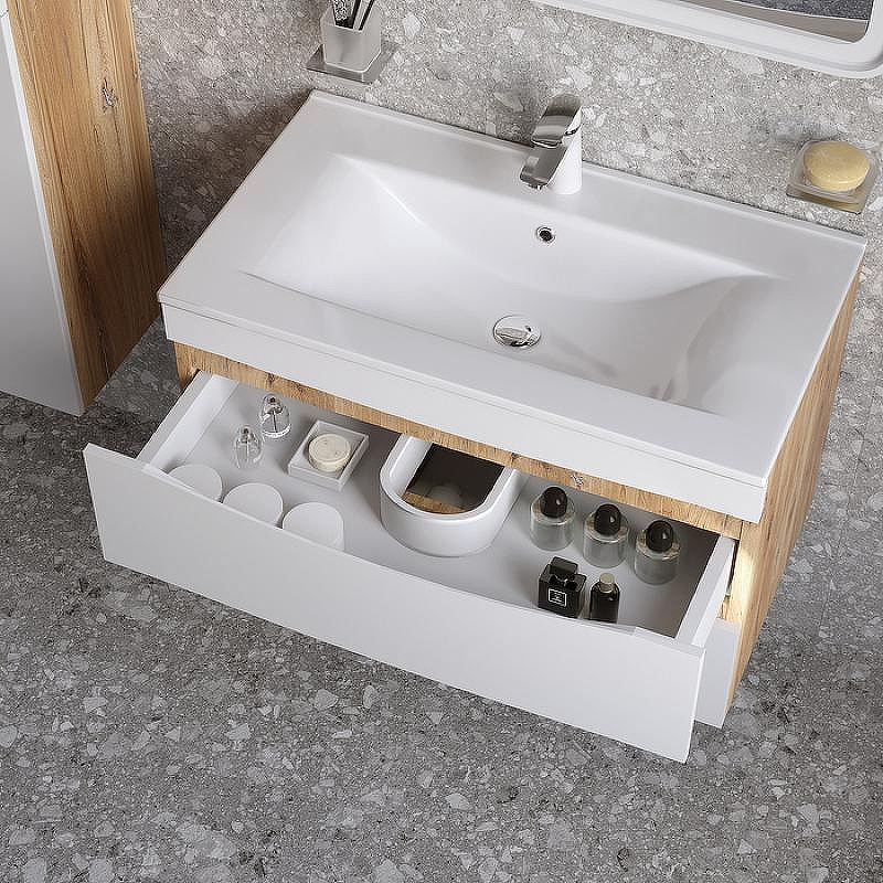 Тумба с раковиной Iddis Cloud 80 CLO80Y0i95K подвесная Белая матовая Дуб золотистый, купить, цена, заказать, магазин, доставка, скидка, промокод, купить, цена, заказать, магазин, доставка, скидка, промокод