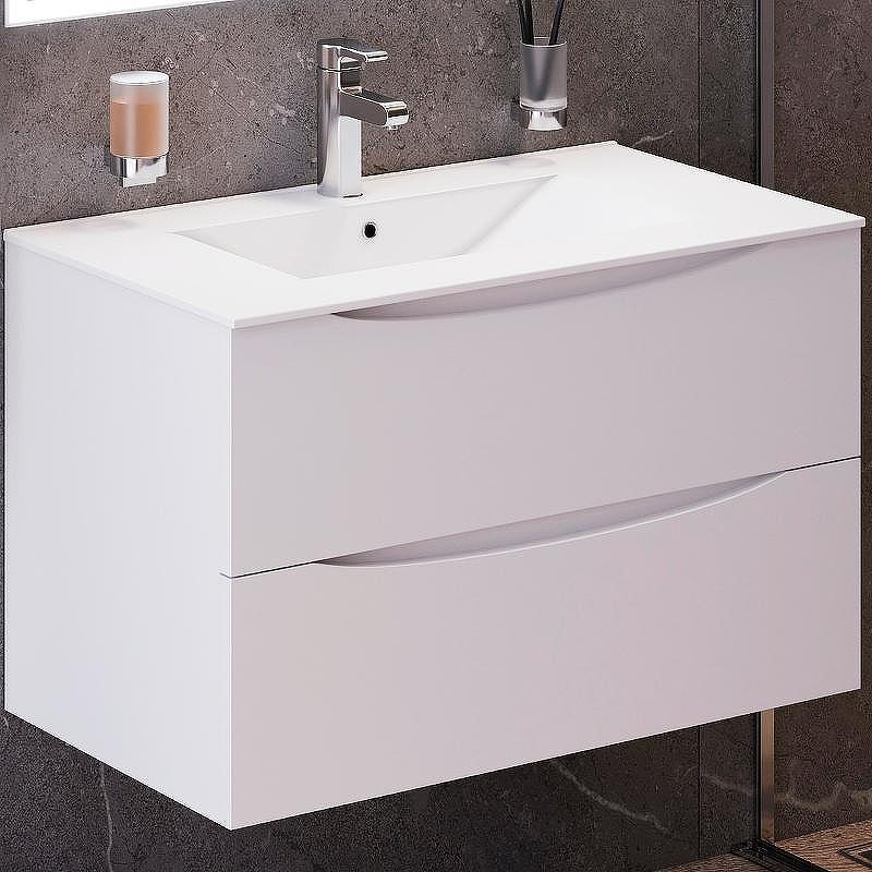 Тумба с раковиной Bond Cube 80 T01805-S05W подвесная Белая матовая, купить, цена, заказать, магазин, доставка, скидка, промокод, купить, цена, заказать, магазин, доставка, скидка, промокод