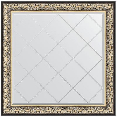 Зеркало Evoform Exclusive-G 110х110 BY 4466 с гравировкой в багетной раме - Барокко золото 106