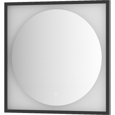 Зеркало Defesto Eclipce 70х70 DF 2232S с подсветкой 15W-3000К/в багетной раме/Сенсорный выключатель/Теплый белый свет/Черная рама