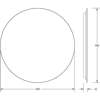 Зеркало Defesto Opti 50x50 DF 2852 с подсветкой 12W-4500К/Без выключателя/Теплый белый свет