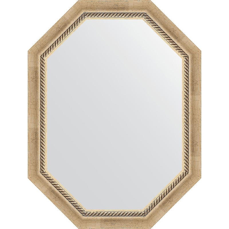 Зеркало Evoform Octagon 63x83 BY 7111 в багетной раме - Состаренное серебро с плетением 70, купить, цена, заказать, магазин, доставка, скидка, промокод, купить, цена, заказать, магазин, доставка, скидка, промокод