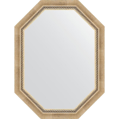 Зеркало Evoform Octagon 63x83 BY 7111 в багетной раме - Состаренное серебро с плетением 70