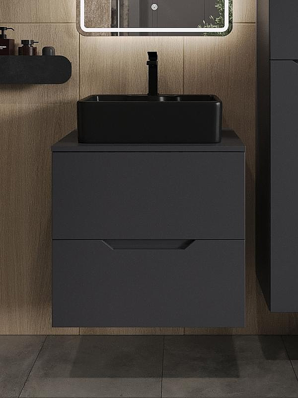 Тумба с раковиной Orange Line 60 Li-60TugMDF+B01-475MB подвесная Графит матовый, купить, цена, заказать, магазин, доставка, скидка, промокод, купить, цена, заказать, магазин, доставка, скидка, промокод