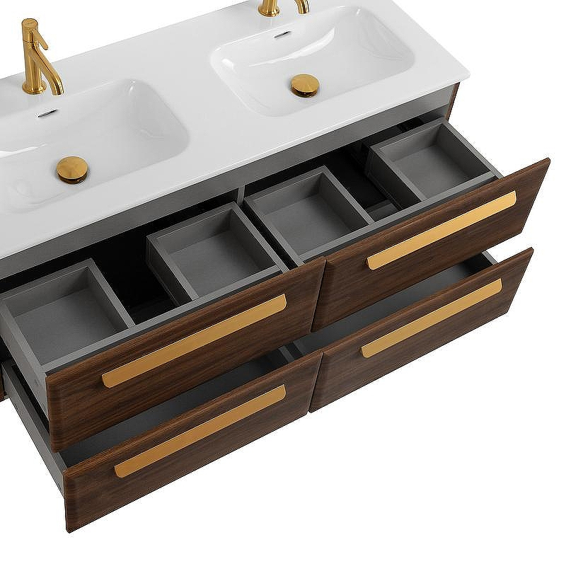 Тумба под раковину Cezares Eco-Cer-N 120 ECO-CER-N-1200-4C-SO-2-NCS-P подвесная Орех шоколад Софт без ручек, купить, цена, заказать, магазин, доставка, скидка, промокод, купить, цена, заказать, магазин, доставка, скидка, промокод