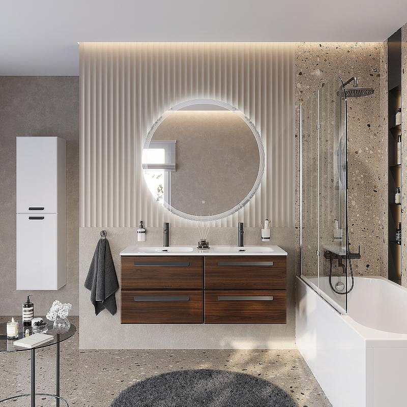 Тумба под раковину Cezares Eco-Cer-N 120 ECO-CER-N-1200-4C-SO-2-NCS-P подвесная Орех шоколад Софт без ручек, купить, цена, заказать, магазин, доставка, скидка, промокод, купить, цена, заказать, магазин, доставка, скидка, промокод