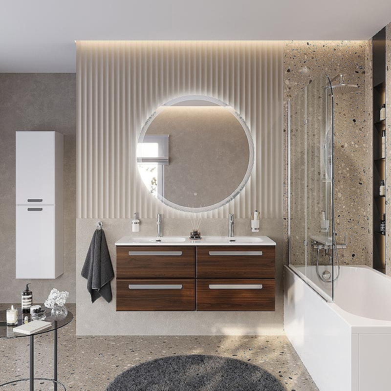 Тумба под раковину Cezares Eco-Cer-N 120 ECO-CER-N-1200-4C-SO-2-NCS-P подвесная Орех шоколад Софт без ручек, купить, цена, заказать, магазин, доставка, скидка, промокод, купить, цена, заказать, магазин, доставка, скидка, промокод