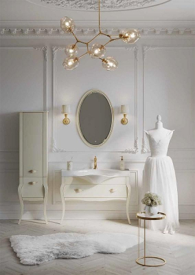 Шкаф пенал Clarberg Borgia 48 BOR0548BG Слоновая кость Патина золото