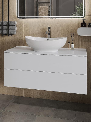 Тумба под раковину Orange Otto Ot-100TuMDF подвесная Белый глянцевый