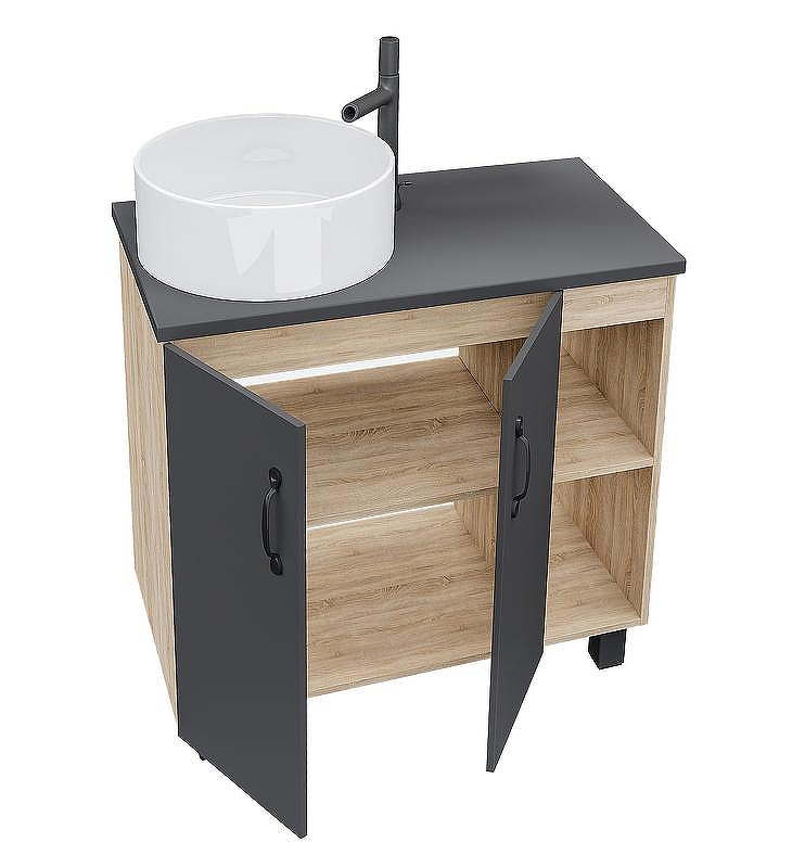 Тумба под раковину Grossman Флай 80 108002 Дуб сонома Серая, купить, цена, заказать, магазин, доставка, скидка, промокод, купить, цена, заказать, магазин, доставка, скидка, промокод