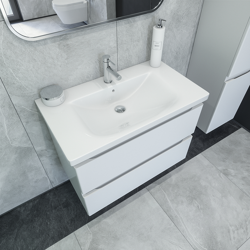 Тумба под раковину Caprigo Forte 80 36112-SF027 подвесная цвет Белый, купить, цена, заказать, магазин, доставка, скидка, промокод, купить, цена, заказать, магазин, доставка, скидка, промокод