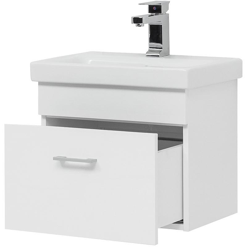 Тумба с раковиной Aquanet Нота 50 254064 подвесная Белая, купить, цена, заказать, магазин, доставка, скидка, промокод, купить, цена, заказать, магазин, доставка, скидка, промокод