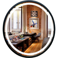 Зеркало Azario Манхэттен-лофт 70 LED-00002428 с подсветкой Черное с сенсорным выключателем, купить, цена, заказать, магазин, доставка, скидка, промокод, купить, цена, заказать, магазин, доставка, скидка, промокод