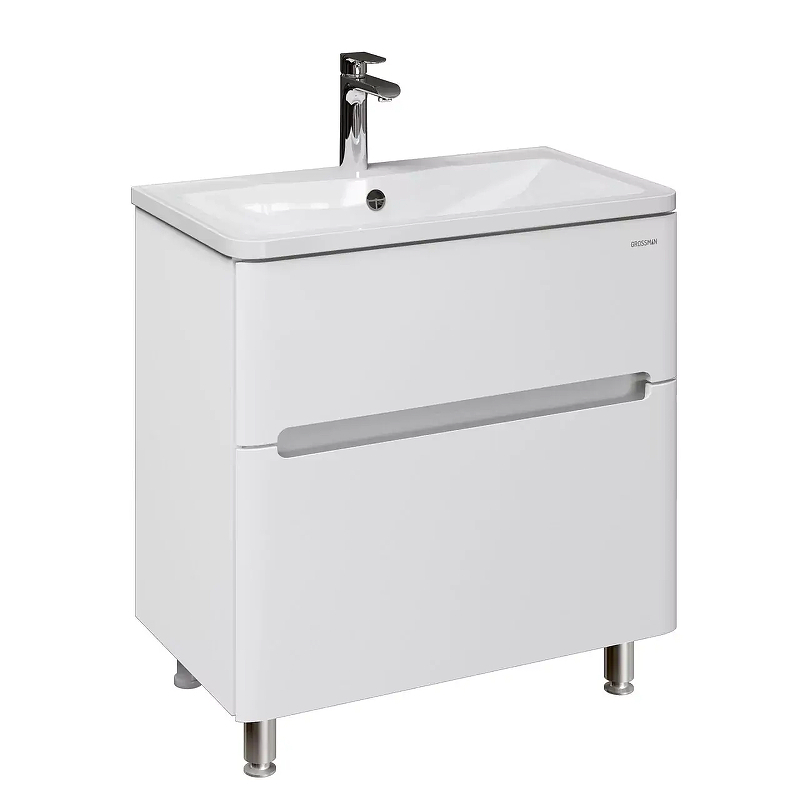 Тумба под раковину Grossman Адель 80 108023 цвет Белый глянцевый, купить, цена, заказать, магазин, доставка, скидка, промокод, купить, цена, заказать, магазин, доставка, скидка, промокод