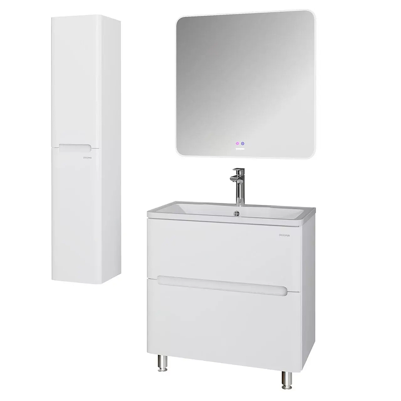 Тумба под раковину Grossman Адель 80 108023 цвет Белый глянцевый, купить, цена, заказать, магазин, доставка, скидка, промокод, купить, цена, заказать, магазин, доставка, скидка, промокод